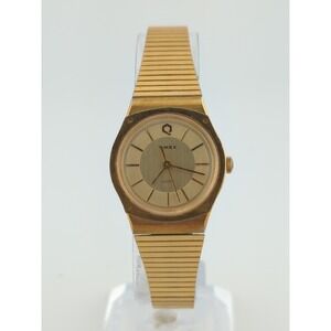 Vintage Timex Q Women's 25mm Gold Tone Dress Watch - New Battery